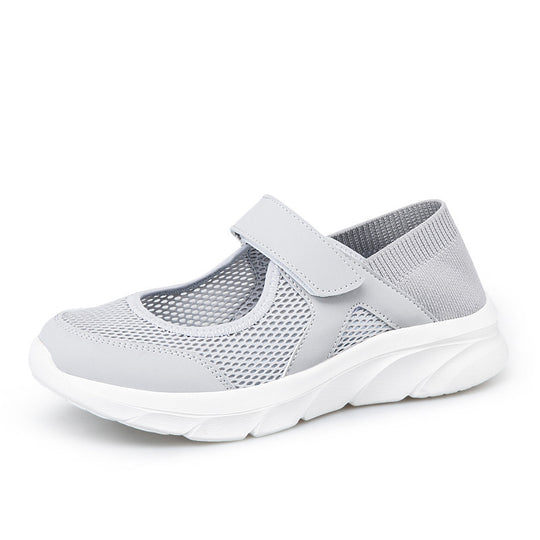 Damen nan Komfort-Riemchen-Sneaker mit Klettverschluss nahtlosem Strickschaft und dämpfender Leichtsohle R&B