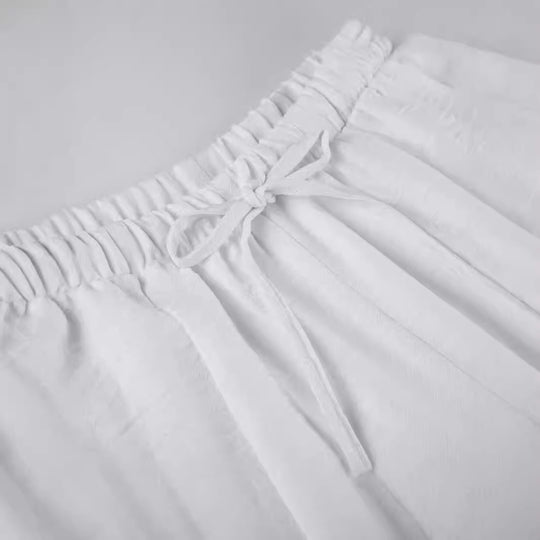 Damen Elegante und luftige Lounge-Hose mit elastischem Bund und seitlichen Taschen R&B