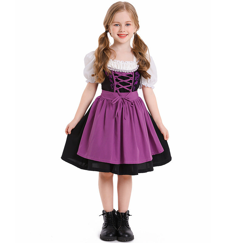 Damen nan trachtiges Dirndlkleid mit geschnürtem Mieder, Puffärmeln und abnehmbarer Schürze R&B