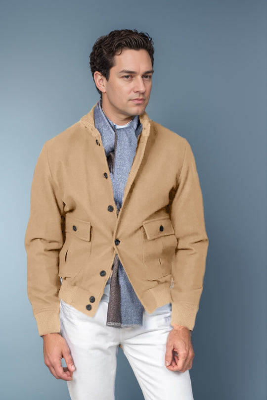 Herren modische Übergangsjacke mit praktischem Stehkragen und funktionalen Reißverschlusstaschen R&B