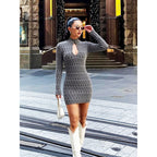 Damen figurbetontes Kurzarmkleid mit modernen Rippstrukturen R&B