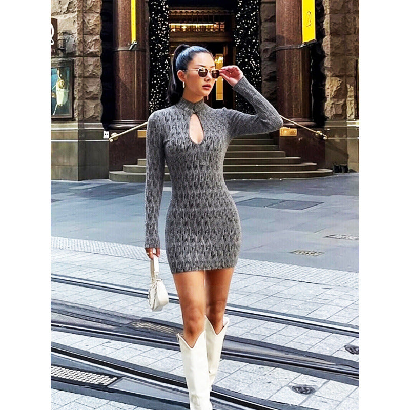 Damen figurbetontes Kurzarmkleid mit modernen Rippstrukturen R&B