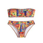 Damen Bikini-Set mit bandeau Oberteil und hohem Beinausschnitt R&B