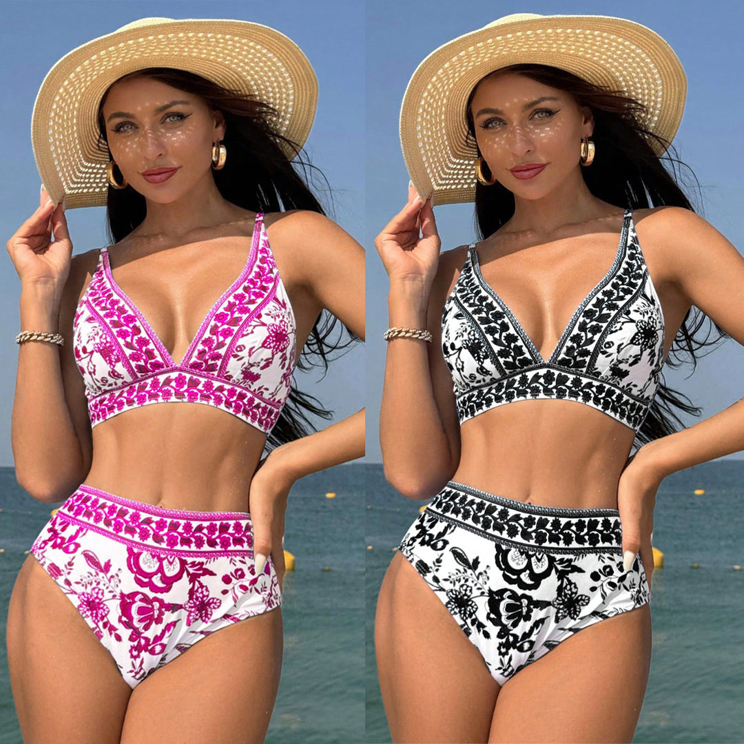 Damen Hochtaillierter Bikini mit floralem Muster R&B