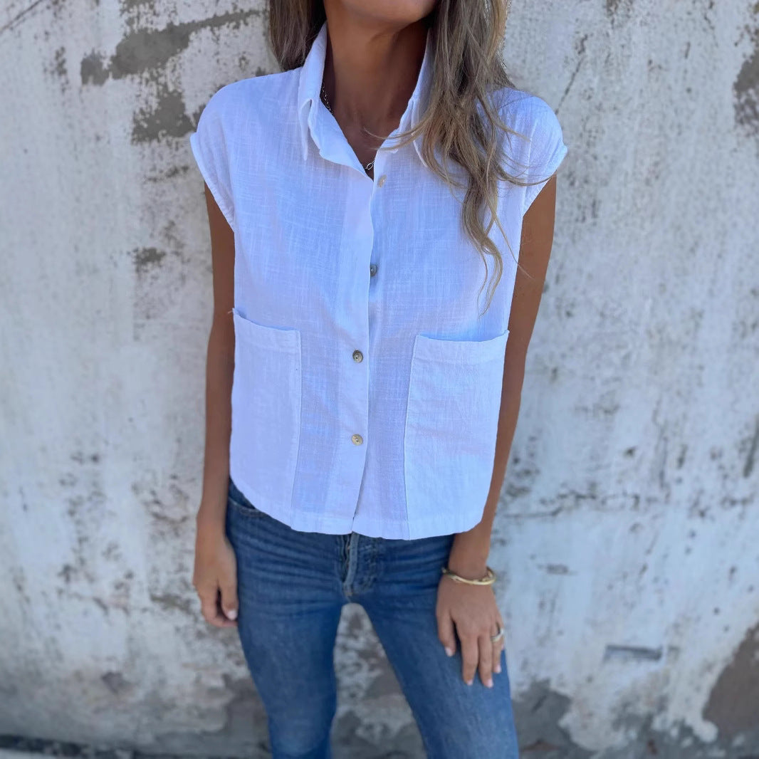 Damen Strukturierte Bluse mit praktischen Brusttaschen und elegantem Kragen R&B