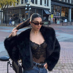 Damen Trendy Kunstfelljacke R&B