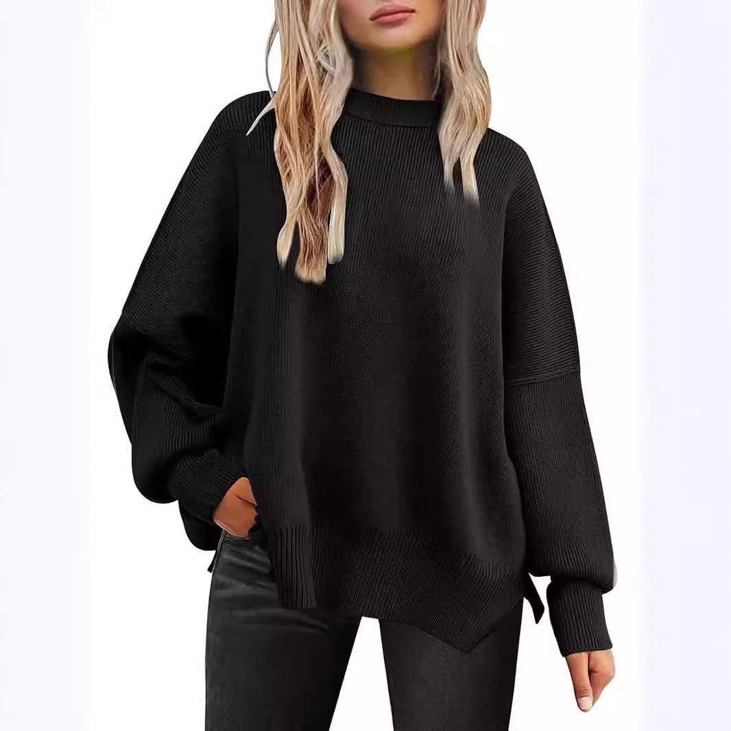 Damen Oversized Strickpullover mit breiten Ärmeln und strukturierter Oberfläche R&B