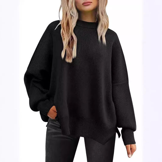 Damen Oversized Strickpullover mit breiten Ärmeln und strukturierter Oberfläche R&B