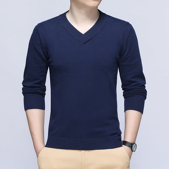Herren eleganter Pullover mit V-Ausschnitt und feiner Strickstruktur R&B