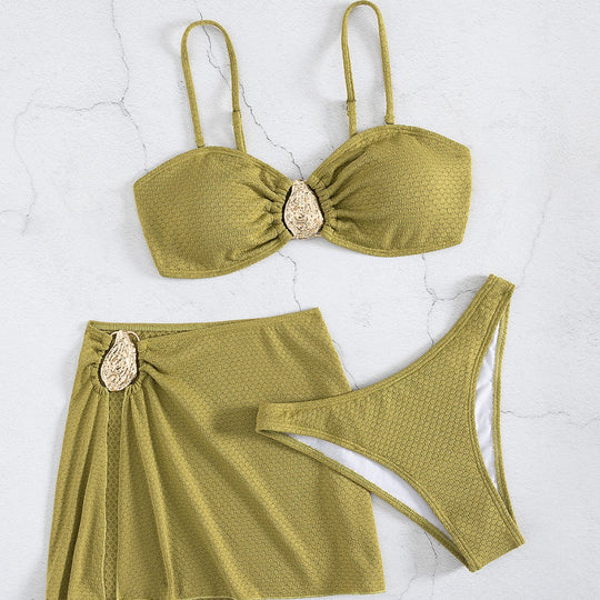 Damen Bikini-Set mit schimmerndem Stoff und eleganter Raffung R&B