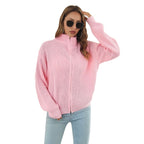 Damen Strickjacke mit hohem Kragen und Reißverschluss R&B