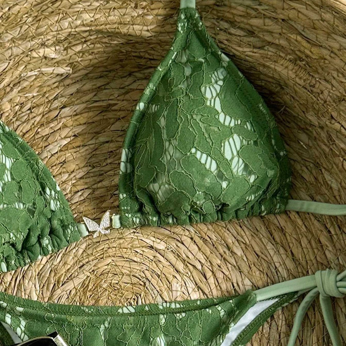 Damen Triangel-Bikini mit Spitze und verstellbaren Trägern R&B