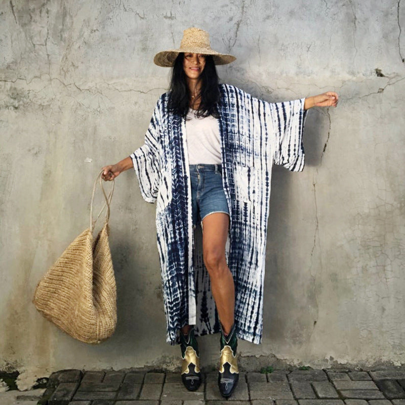 Damen modischer Strandkimono mit ästhetischem Muster Heidi Mode