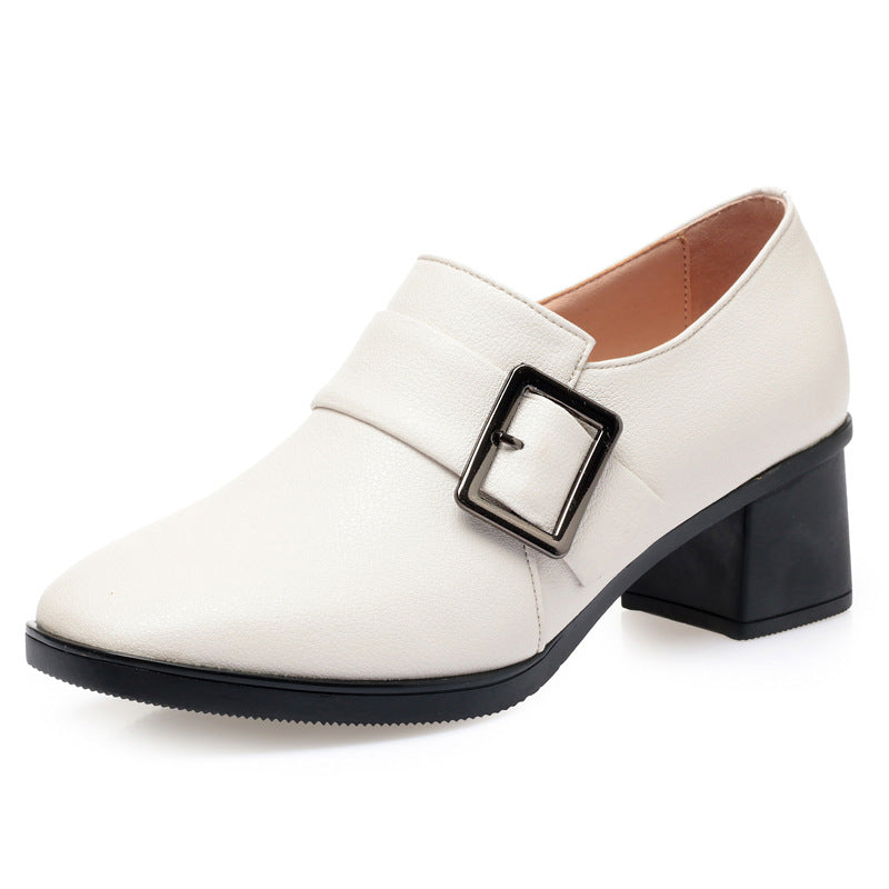 Damen elegante Stiefeletten mit modischem Riemen und hochwertigem Blockabsatz R&B
