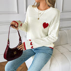 Damen Strickpullover mit Herzmotiv und strukturierter Oberfläche R&B