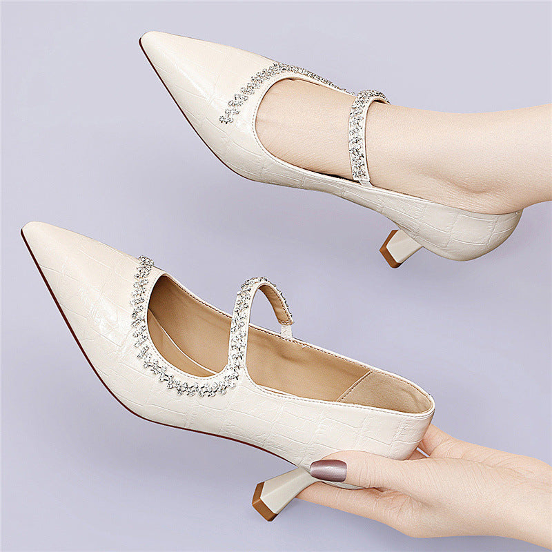 Damen elegante Slingback-Pumps mit funkelndem Schmuckdetail R&B