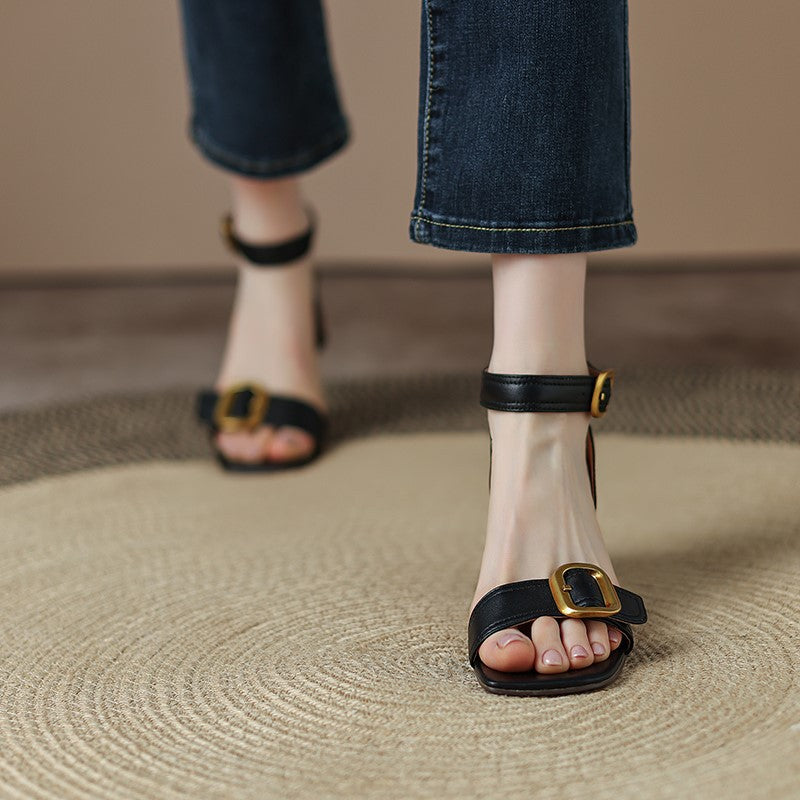Damen elegante Riemensandalen mit modischem Schnallen-Detail
