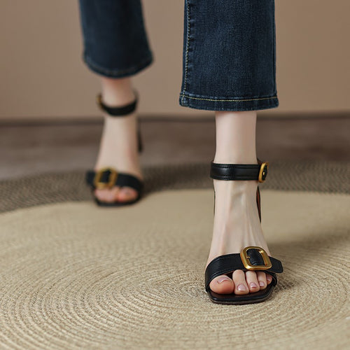 Damen elegante Riemensandalen mit modischem Schnallen-Detail R&B