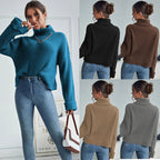 Damen Hochwertiger Strickpullover mit hohem Kragen und strukturiertem Design R&B