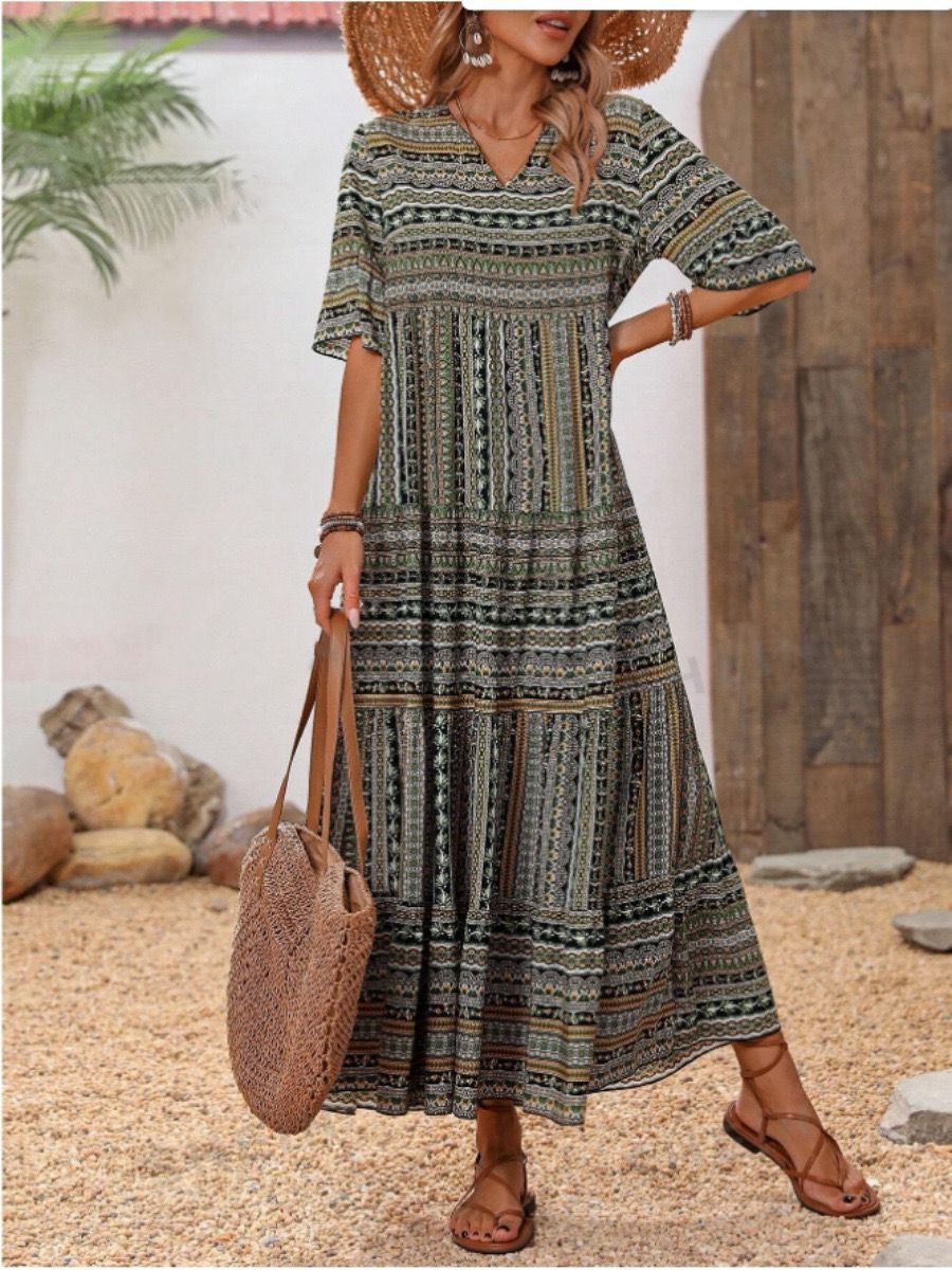 Damen Sommerkleid im Boho-Stil mit weitem Schnitt R&B