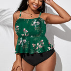 Damen Badeanzug mit schickem Flatterrock und floralem Design R&B