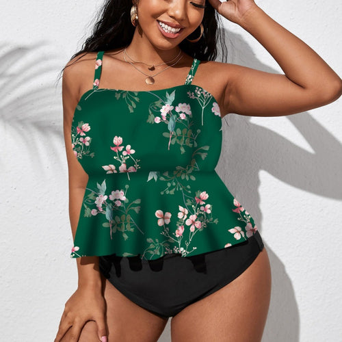 Damen Badeanzug mit schickem Flatterrock und floralem Design R&B