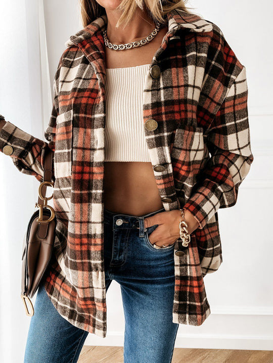 R&B | Oversized Hemdjacke Karomuster Lässiger Chic