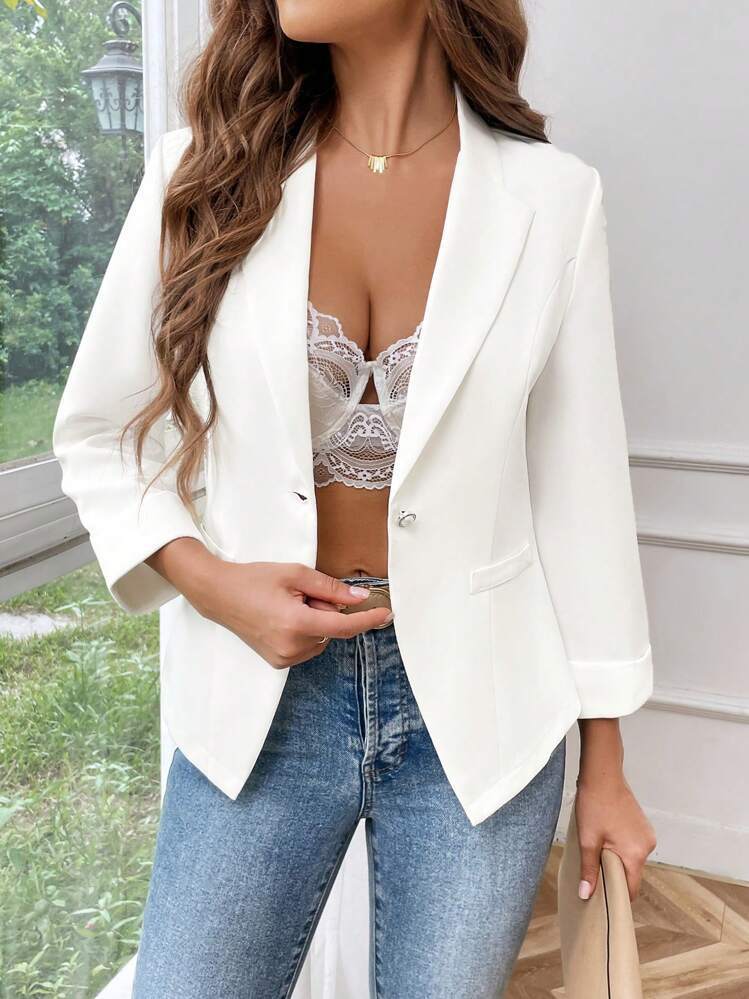 Damen Eleganter und figurbetonender Blazer mit drei Viertelärmeln R&B