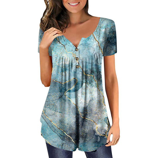 Damen Tunika Damen U-Ausschnitt Print