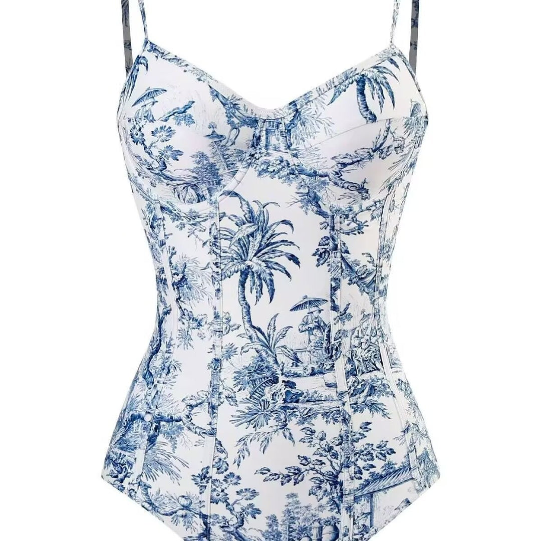 Damen Zweiteiliges Badeanzug-Set mit elegantem Wickelrock und floralem Druck R&B