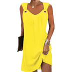 Damen Wickelkleid mit dekorativen Trägern und V-Ausschnitt R&B