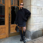 Damen modische Kurzjacke mit hohem Kragen und Knopfverschluss R&B