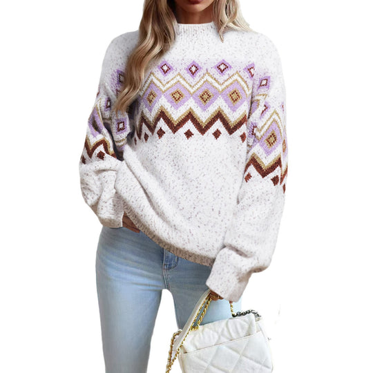 Damen Strickpullover mit geometrischem Muster R&B