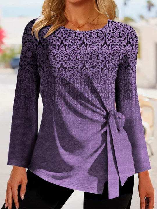 Damen Elegantes Oberteil mit Knoten-Detail und grafischem Muster R&B