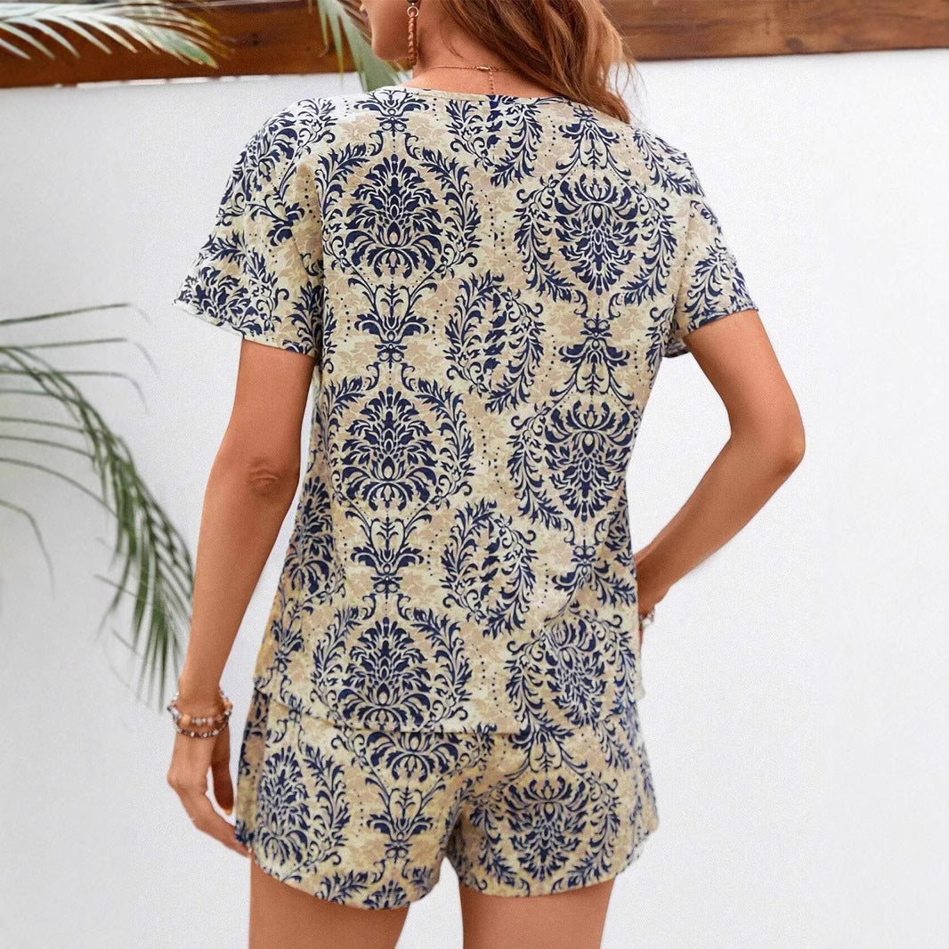 Damen Zweiteiliges Outfit mit floralem Druck und lässigem Schnitt R&B