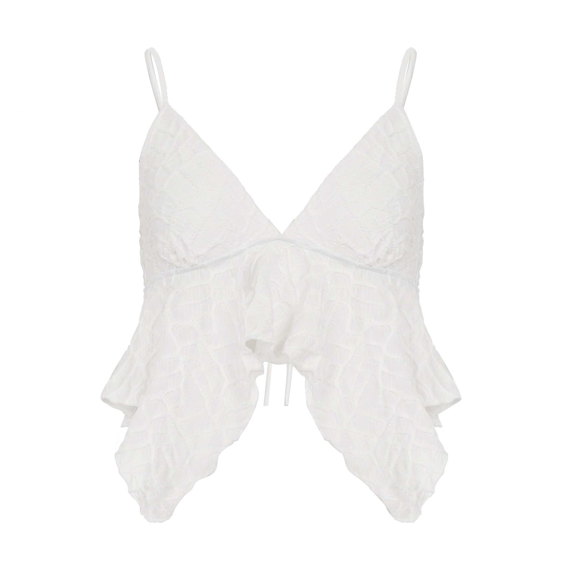 Damen Freizeit Top mit verspieltem Rüschen-Design und Spaghetti-Trägern R&B