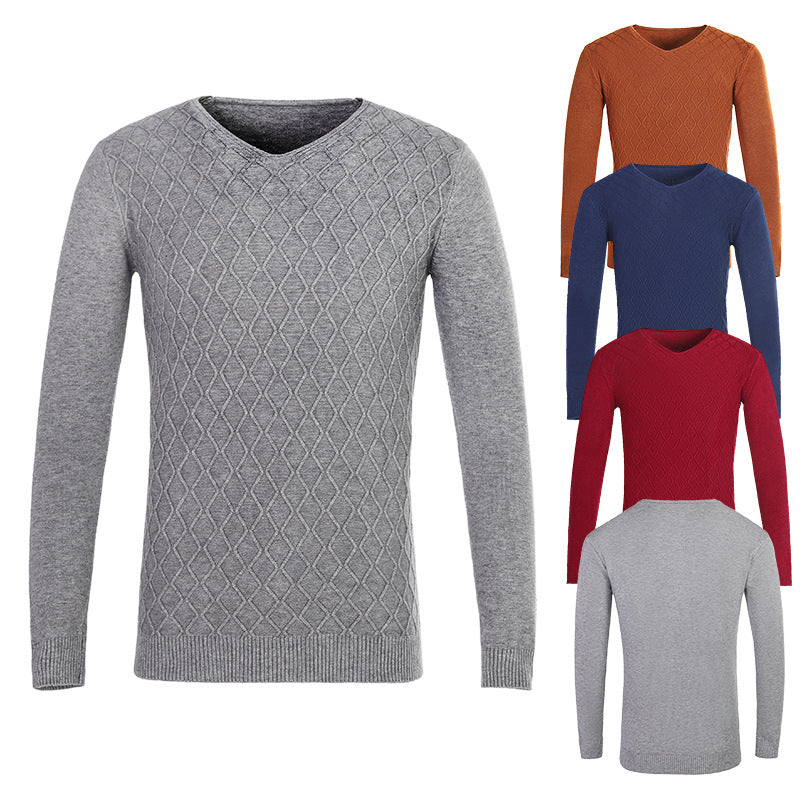Herren V-Ausschnitt Pullover mit Strukturmuster R&B