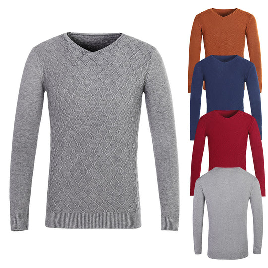 Herren V-Ausschnitt Pullover mit Strukturmuster R&B