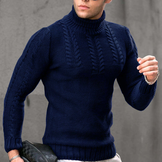 Herren Strickpullover mit hochstehendem Kragen R&B