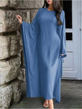 Damen Elegantes Maxikleid mit weiten Ärmeln und lockerem Schnitt R&B