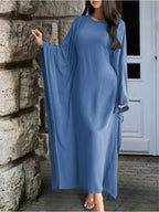 Damen Elegantes Maxikleid mit weiten Ärmeln und lockerem Schnitt R&B