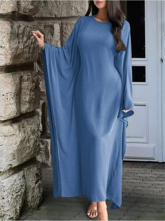 Damen Elegantes Maxikleid mit weiten Ärmeln und lockerem Schnitt R&B
