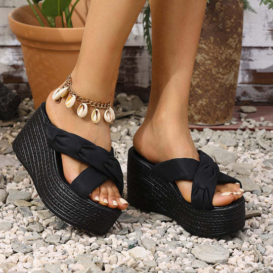 Damen Wedge-Sandalen mit modischem Kreuzriemen und komfortabler Sohle R&B