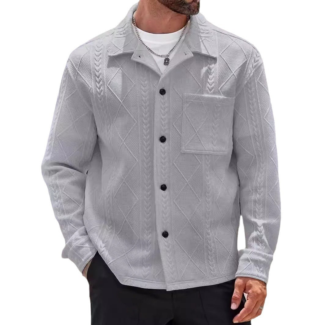 Herren Strickhemd mit modernem Design und strukturiertem Gewebe R&B