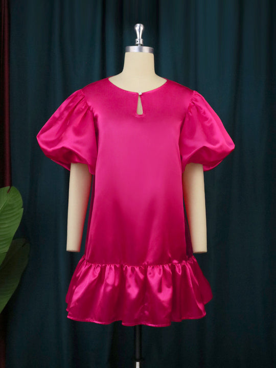 Damen Puffärmel Kleid R&B
