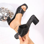 Damen Offene High-Heel Mules mit luxuriösem Schlangenleder-Design R&B