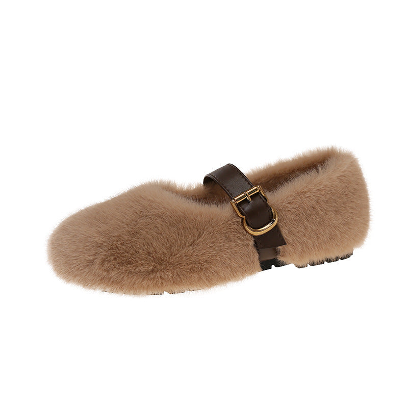 Damen Flauschige Hausschuhe mit elegantem Schnallenverschluss R&B