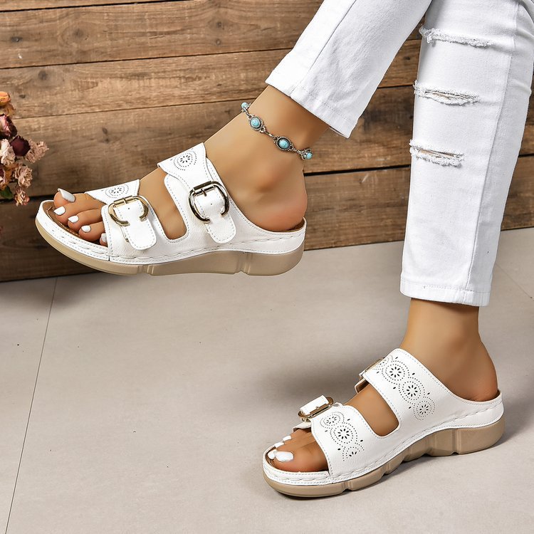 Damen Komfortable und stilvolle Zehentrenner-Sandalen mit verstellbarem Riemendesign R&B