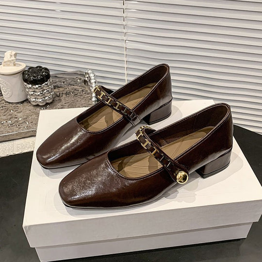 Damen elegante Mary Jane Ballerinas mit dekorativem Riemen R&B
