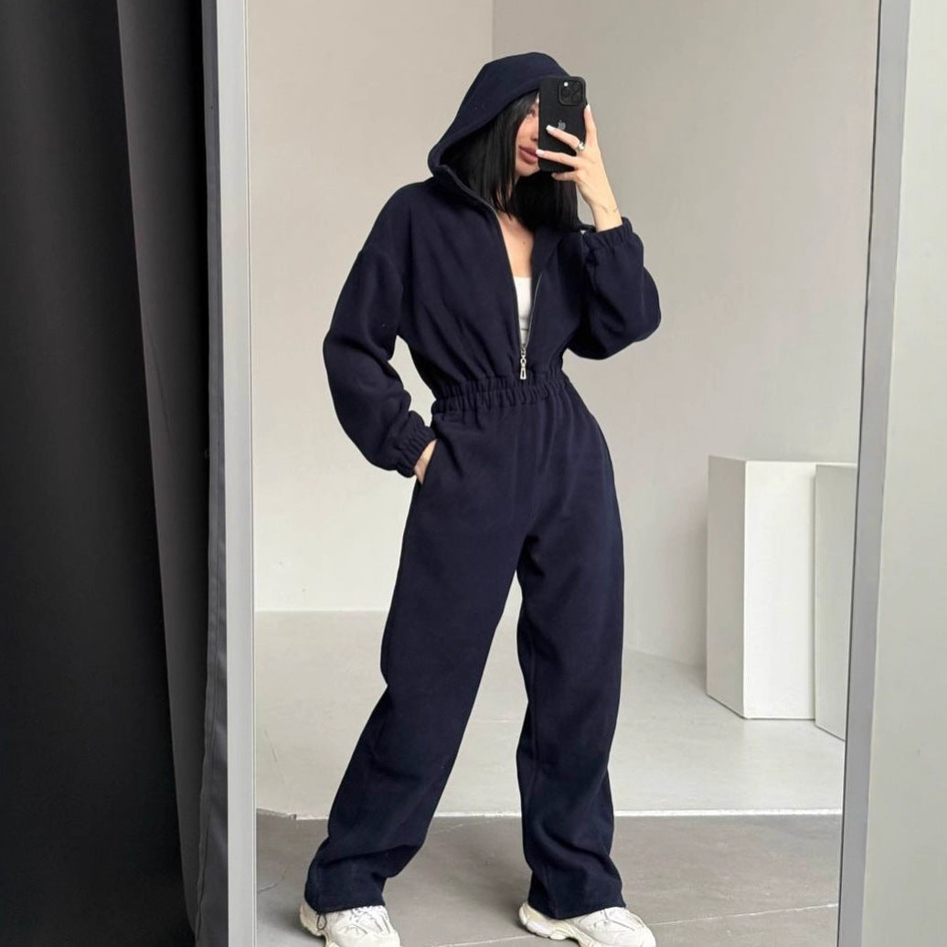 Damen Fleece Jogginganzug mit kurzem Reißverschluss R&B